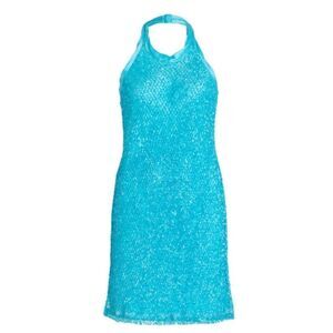 Diotima - Exclusive Queen Mini Dress In Sequin Net in Blue NWT Size 1 or US 2